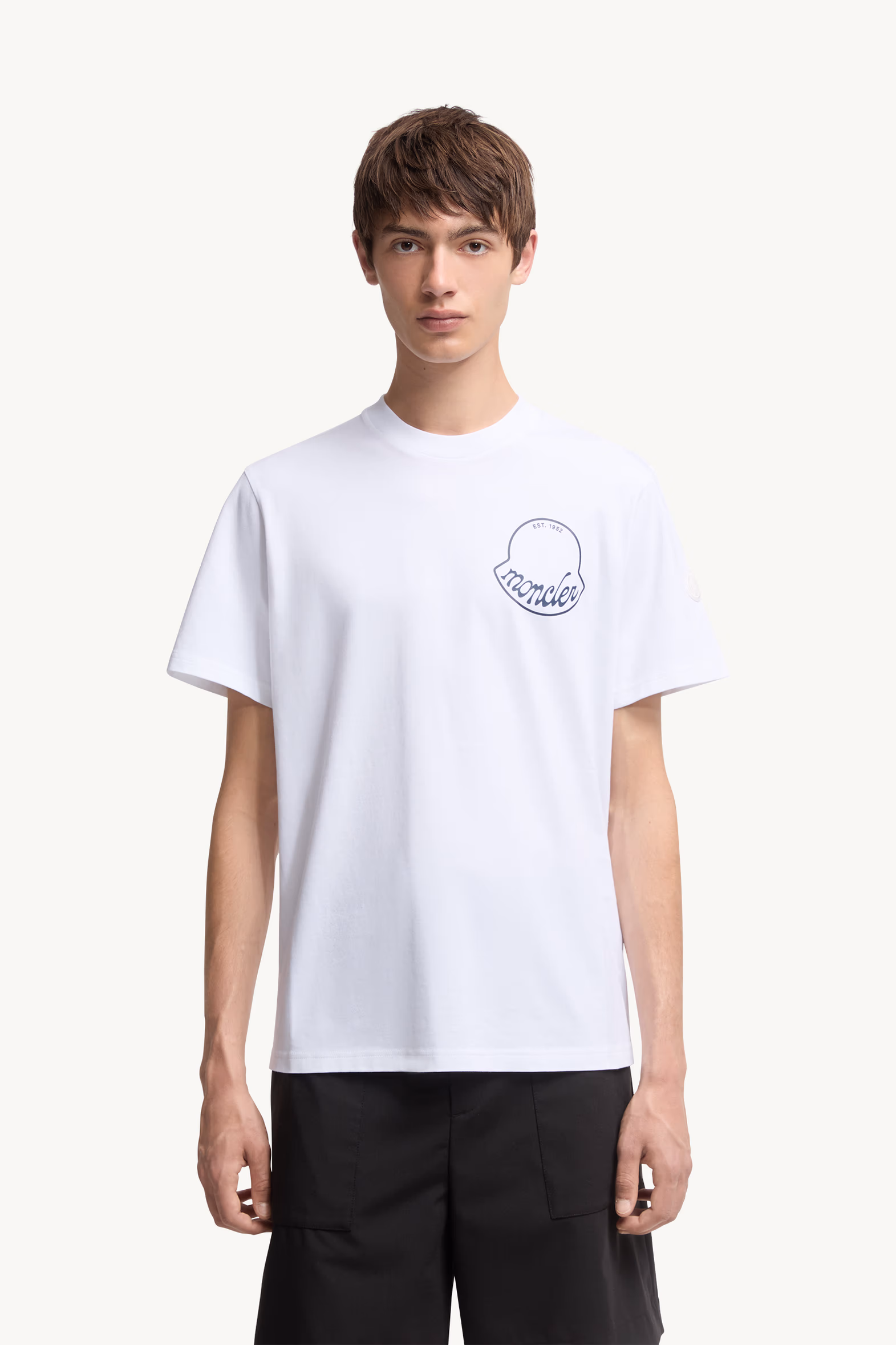 Logo Cotton T-Shirt Men White Moncler 3